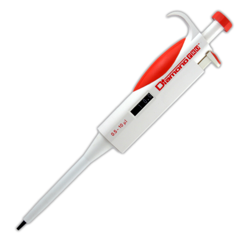 Globe Scientific Pipette, Diamond PRO, Adjustable Volume, 0.5 - 10uL, Pink Image
